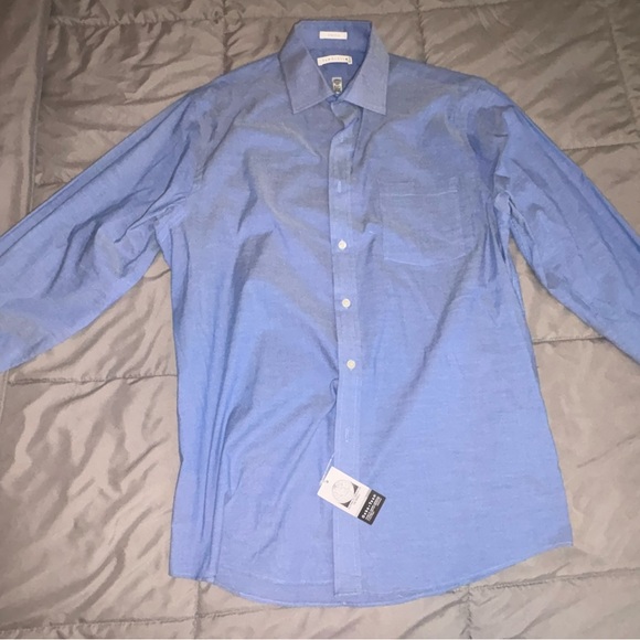 Men’s Dress Shirt- Blue - 15 1/5 x 33-34 Van Heusen Regular Fit Stretch - Picture 4 of 6